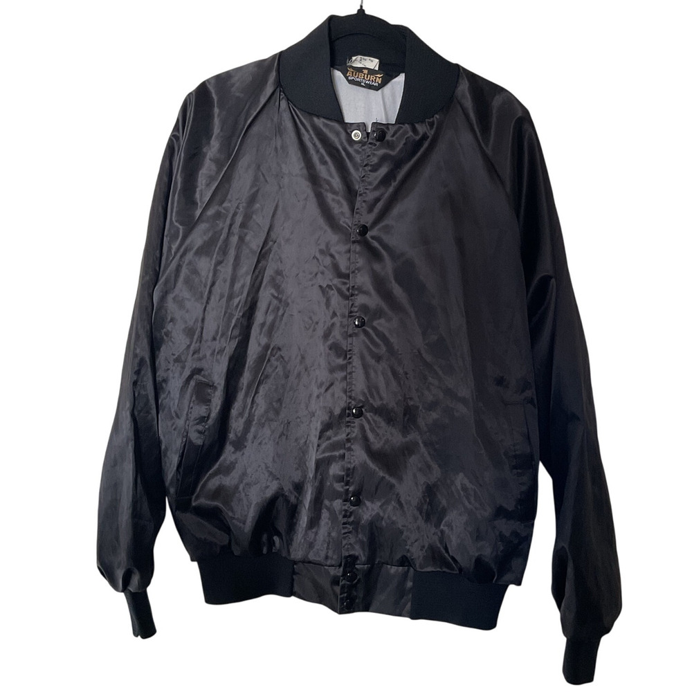 Vintage Auburn Sportswear Nylon Bomber Jacket Black XL Made in USA